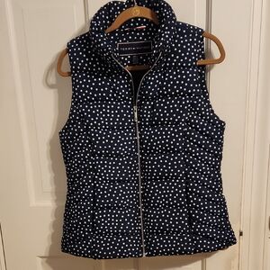 Tommy Hilfiger Navy White Polka Dot Puffy Vest